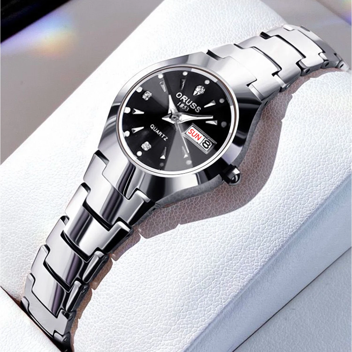 ORUSS Hot Brand Ladies' Watch High Quality Stainless Steel  Waterproof Luminous Pointer Week Calendar Eleganc Women Quartz Watch thumbnail 2