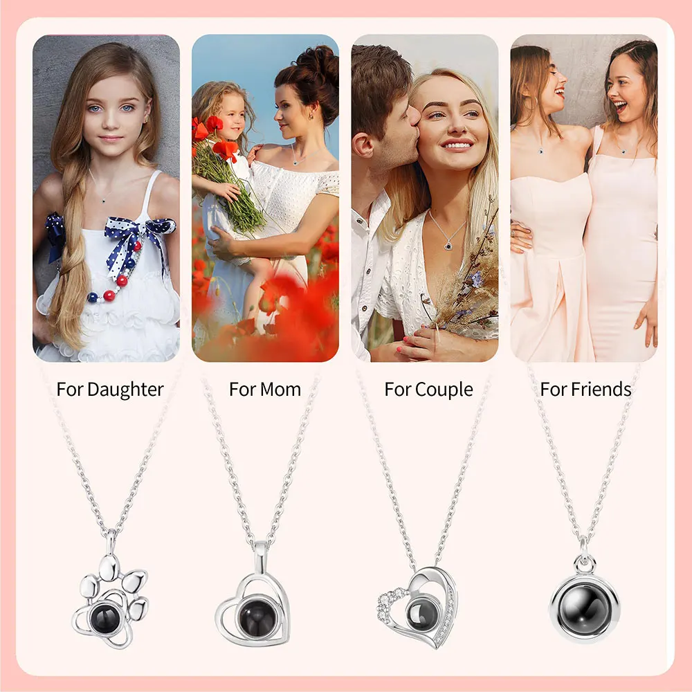Custom Photo Projection Necklace with Photo Inside Cat Dog Paw Pendant Projection Photo Necklace with Photo Projection thumbnail 6