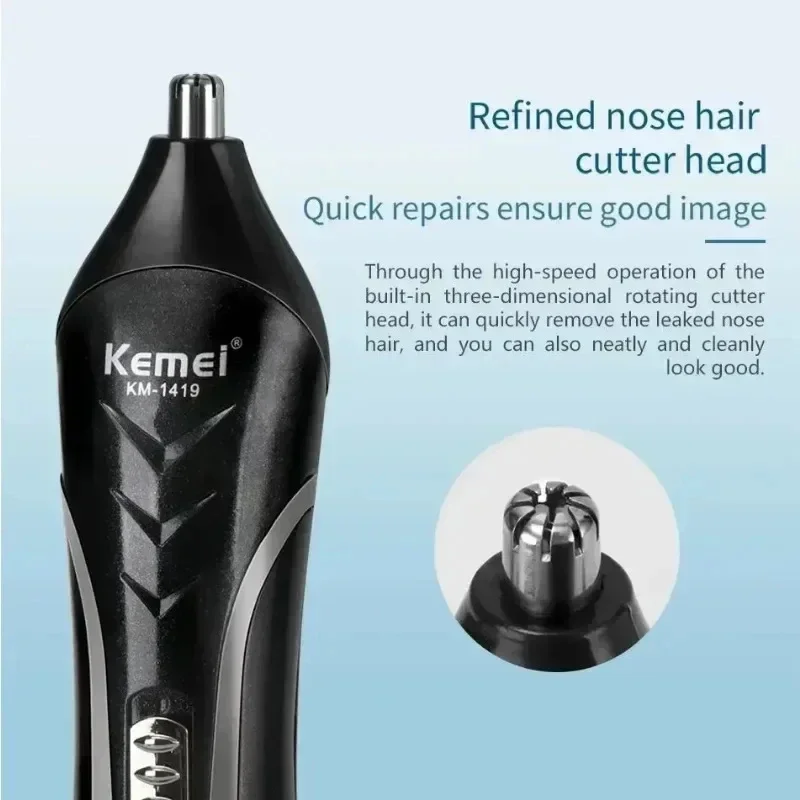 Kemei KM-1419 Rechargeable Electric Hair Clipper Men'S Household Shaver Hair Trimmer and Nose Trimmer 3 in 1 Hair Clippers Men thumbnail 3