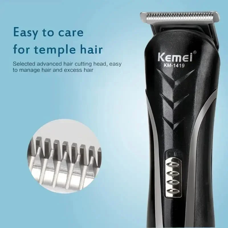 Kemei KM-1419 Rechargeable Electric Hair Clipper Men'S Household Shaver Hair Trimmer and Nose Trimmer 3 in 1 Hair Clippers Men thumbnail 6