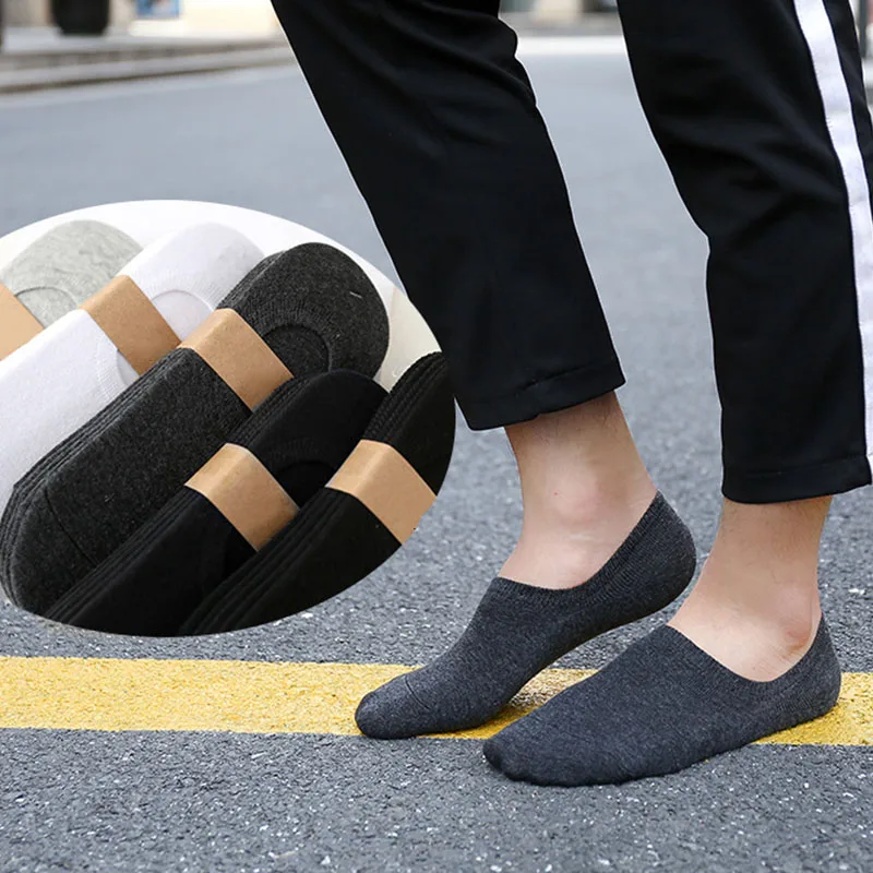 10Pair / Lot Fashion Happy Men Boat Socks Summer Autumn Non-slip Silicone Invisible Cotton Socks Male Ankle Sock Slippers Meia thumbnail 3