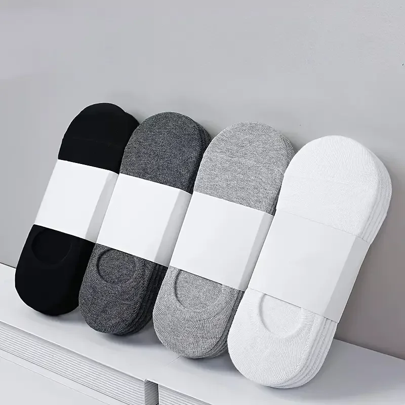 10Pair / Lot Fashion Happy Men Boat Socks Summer Autumn Non-slip Silicone Invisible Cotton Socks Male Ankle Sock Slippers Meia thumbnail 5