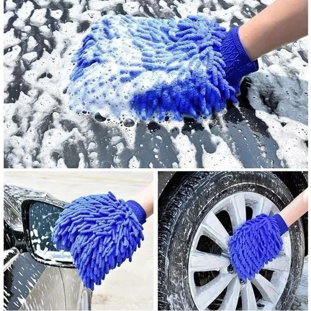 Car Wash Gloves Chenille Coral Fleece Gloves Washing Wiper Car Cleaning Towel Auto Dust Washer Mitt Car Cleaning Accessories thumbnail 4