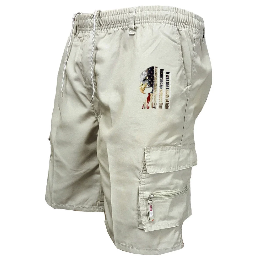 Men's Elastic Waist Cargo Work Shorts Men Outdoor Leggings Leisure Harajuku Street Style Jogging Shorts Loose Work Casual Shorts thumbnail 4