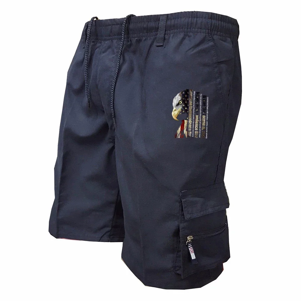 Men's Elastic Waist Cargo Work Shorts Men Outdoor Leggings Leisure Harajuku Street Style Jogging Shorts Loose Work Casual Shorts thumbnail 3