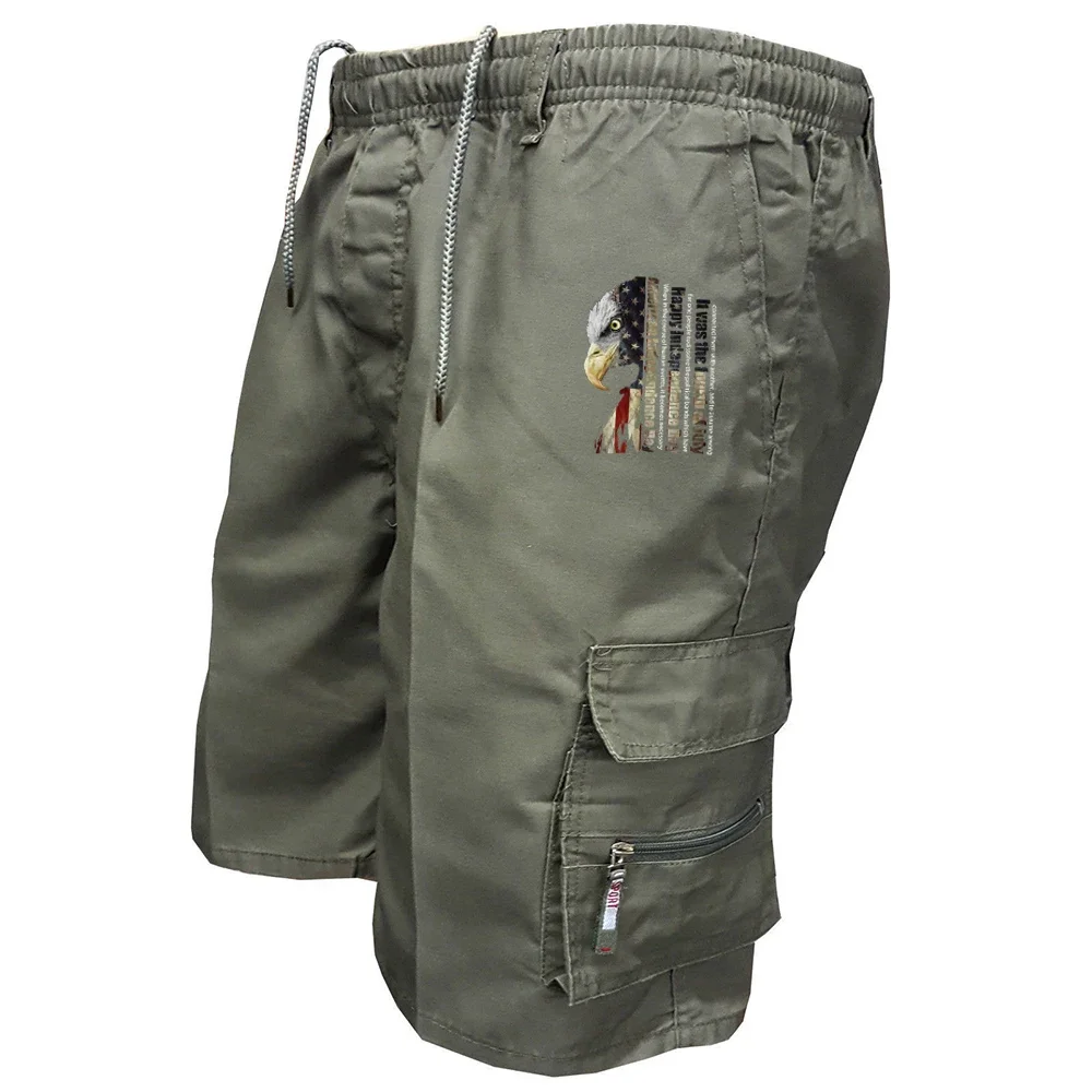 Men's Elastic Waist Cargo Work Shorts Men Outdoor Leggings Leisure Harajuku Street Style Jogging Shorts Loose Work Casual Shorts thumbnail 6