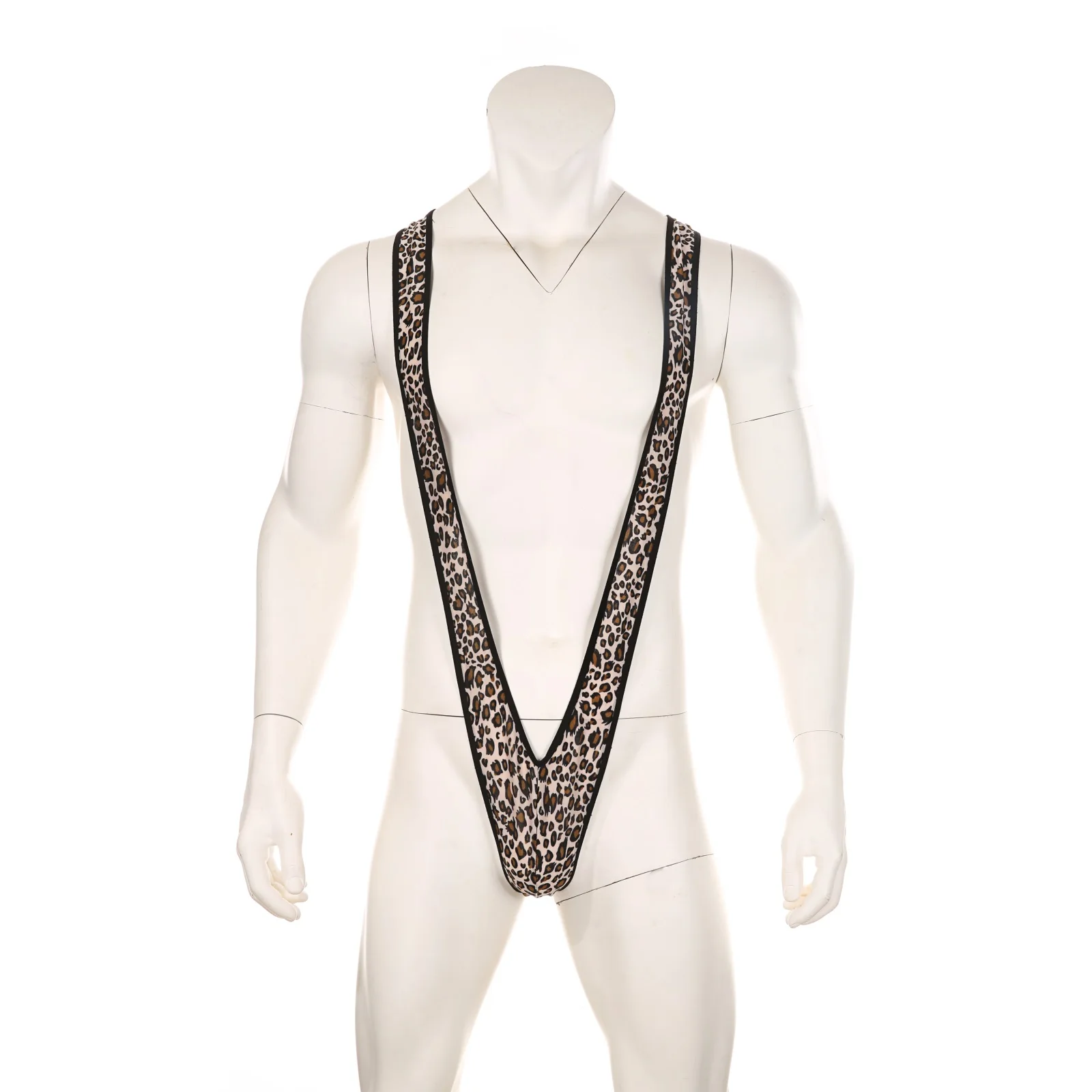 Mens Fluorescence Sexy Swimsuit Thong Mankini One-Piece V Sling Stretch Beach Swimwear Bathing Suit thumbnail 5