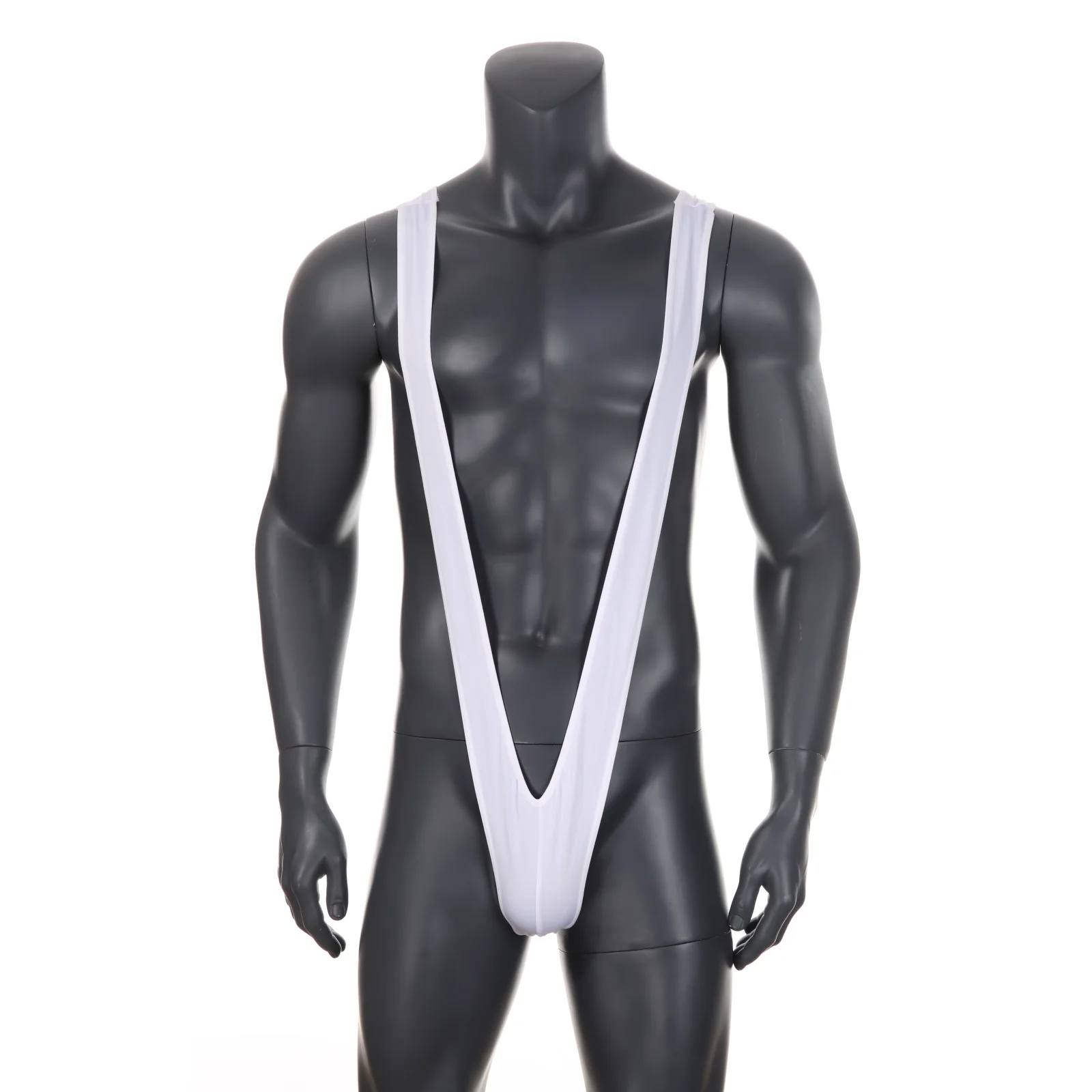 Mens Fluorescence Sexy Swimsuit Thong Mankini One-Piece V Sling Stretch Beach Swimwear Bathing Suit thumbnail 4