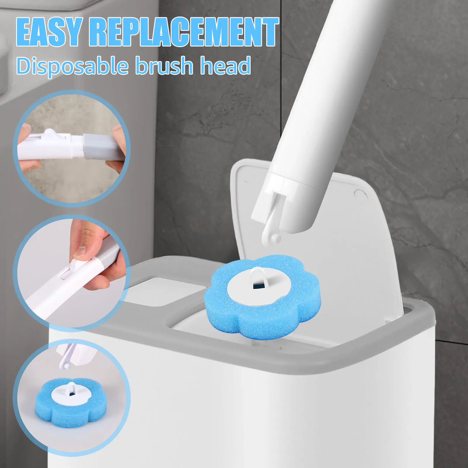 18/36Pcs Toilet Brush With Disposable Replacement Head Kits Upgrade Long Handle Bathroom Cleaning Brush For Home Wc Accessories thumbnail 5