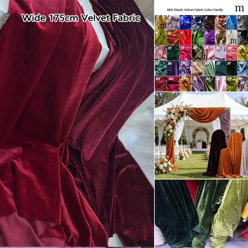 Wide 175cm Soft velvet fabric for Christmas decoration wedding party decoration curtain cloth handmade DIY dress sewing material