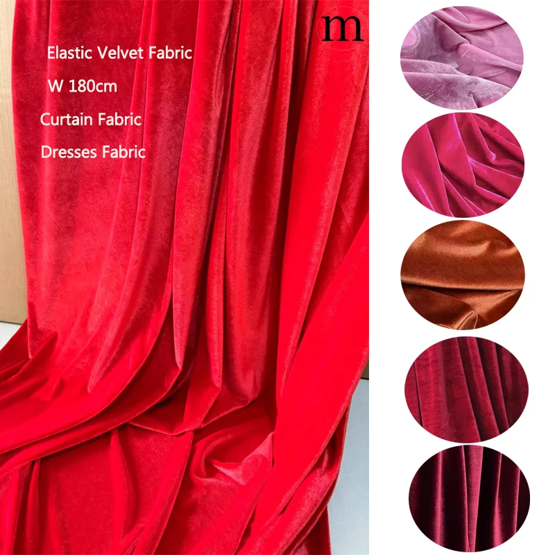 Wide 175cm Soft velvet fabric for Christmas decoration wedding party decoration curtain cloth handmade DIY dress sewing material thumbnail 2
