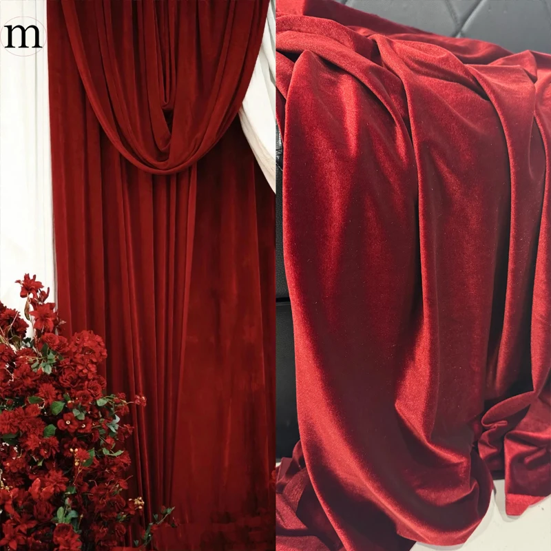 Wide 175cm Soft velvet fabric for Christmas decoration wedding party decoration curtain cloth handmade DIY dress sewing material thumbnail 3