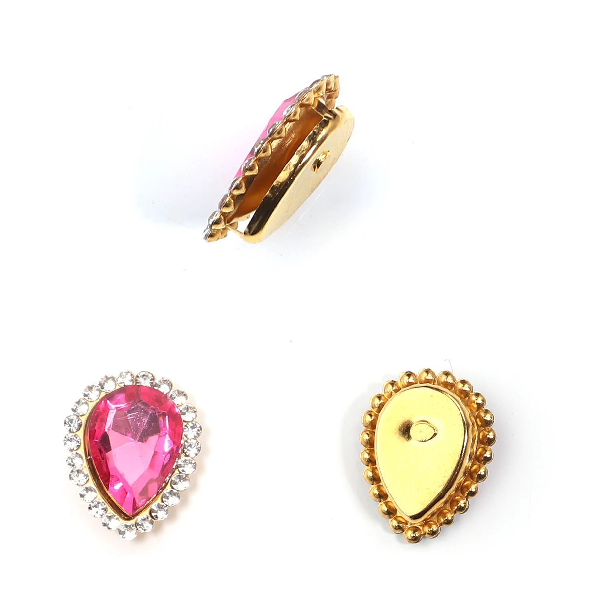 20pcs Love Heart Acrylic Rhinestones With Gold Claw Sew On Beads Metal Base Buckle For DIY Clothing Hair Accessories Decorative thumbnail 6