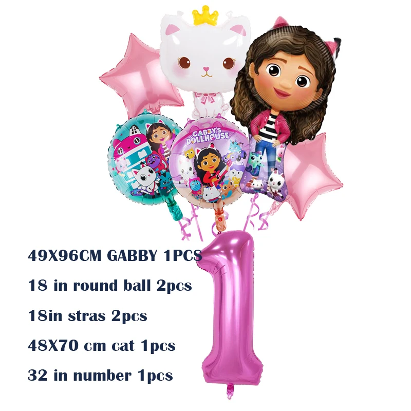 Pink Gabby Dollhouse Girls Birthday Party Decoration Disposable Paper Tableware Balloon For Kids Baby Shower Party Supplies Gift thumbnail 5