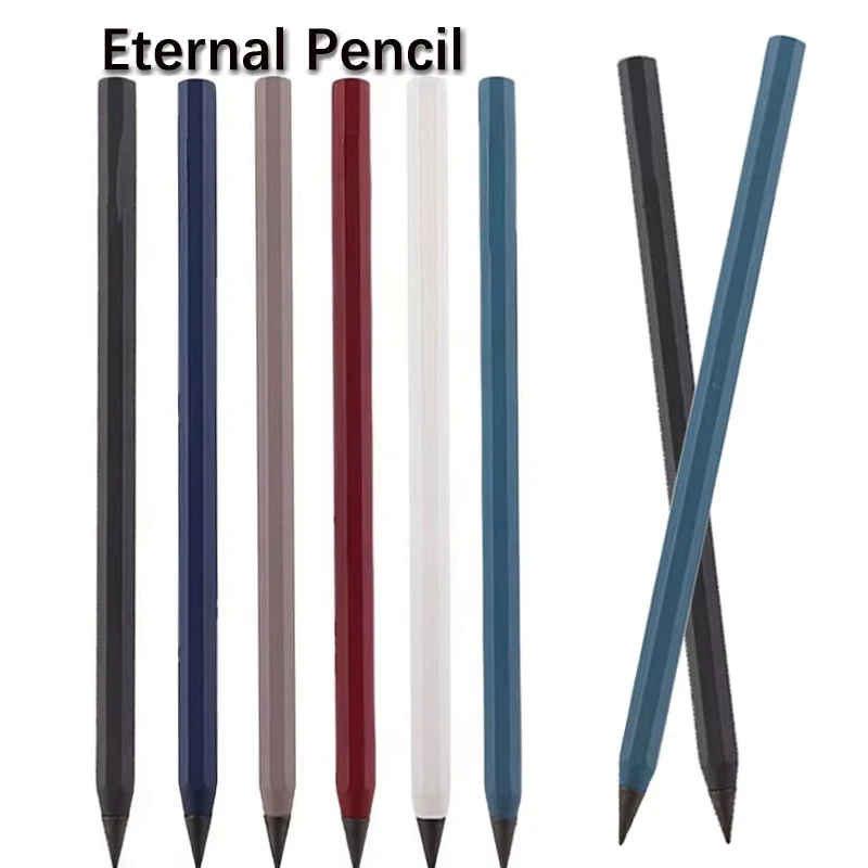 6 Color Metal Eternal Pencil Multicolor Hb Replaceable Lead Core Student Sketching Drawing Writing Tool School Office Stationery