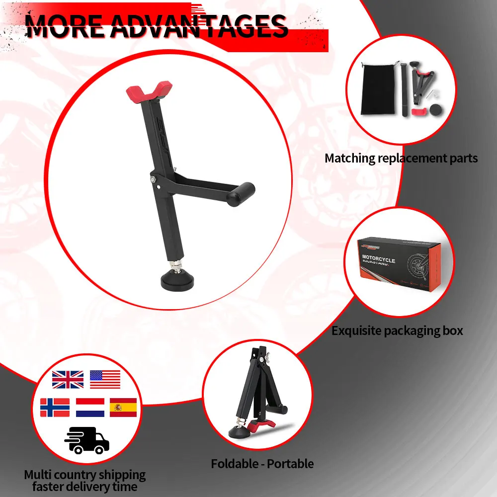 Universal Motorcycle Wheel Stand Portable Handle Single Sided Paddock Stand Front Rear Support Foldable Tire Repairing Tool Lift thumbnail 4