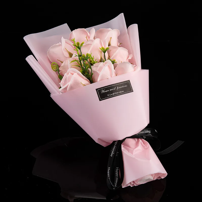9 Heads Soap Flower Rose Bouquet Artificial Flower for Christmas Wedding Birthday Party Valentine's Day DIY Gift Home Decoration thumbnail 4