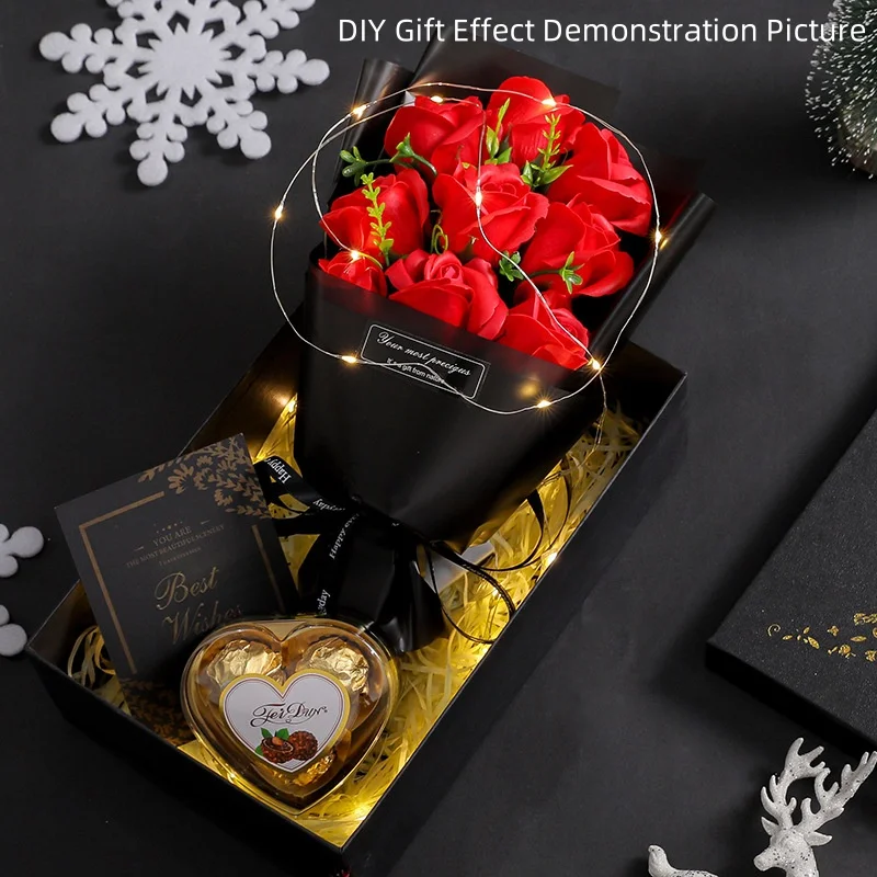9 Heads Soap Flower Rose Bouquet Artificial Flower for Christmas Wedding Birthday Party Valentine's Day DIY Gift Home Decoration thumbnail 2