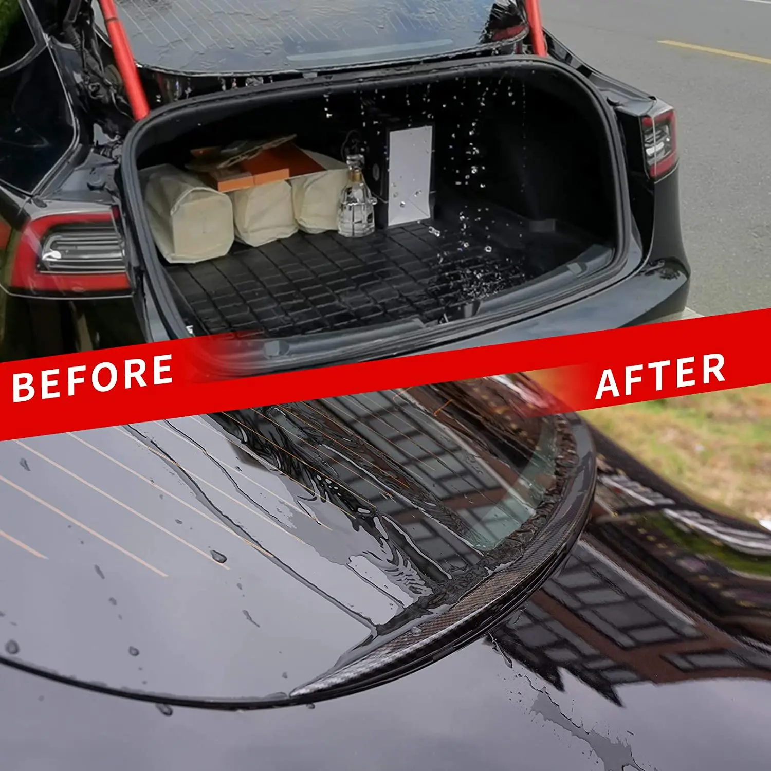 Trunk Window Spoiler Trunk Window Wing for Tesla Model 3 2017-2023 Accessories Abs Trunk Rain Water Deflector Accessories thumbnail 5
