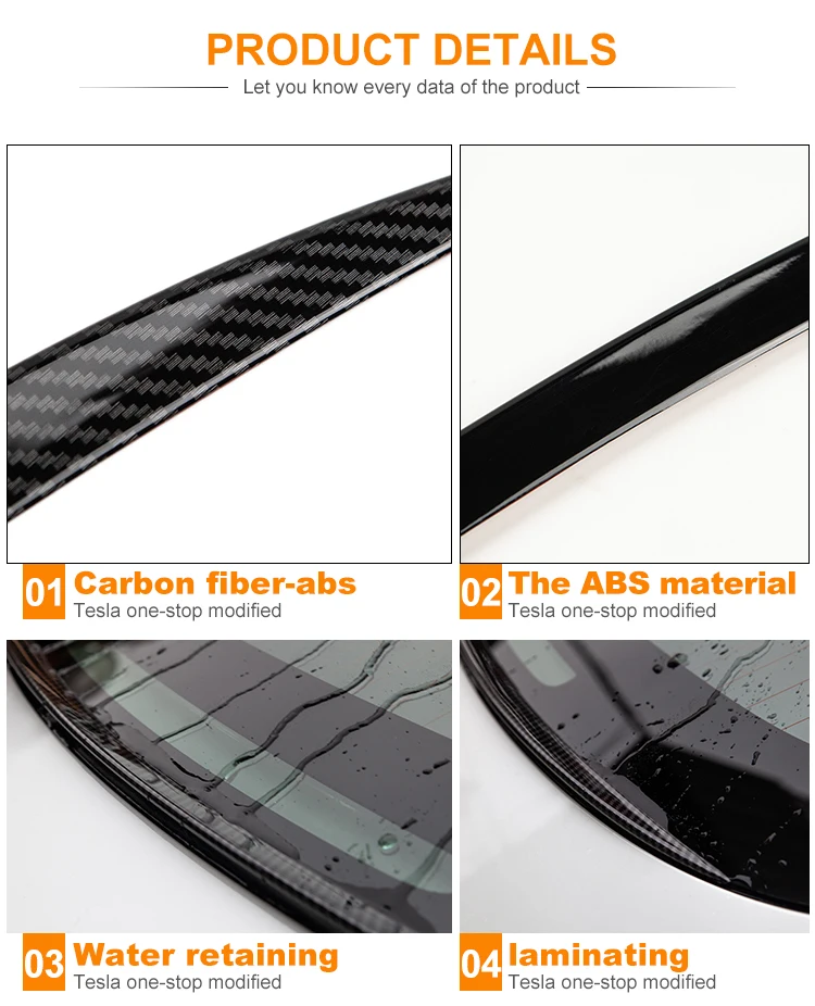 Trunk Window Spoiler Trunk Window Wing for Tesla Model 3 2017-2023 Accessories Abs Trunk Rain Water Deflector Accessories thumbnail 6