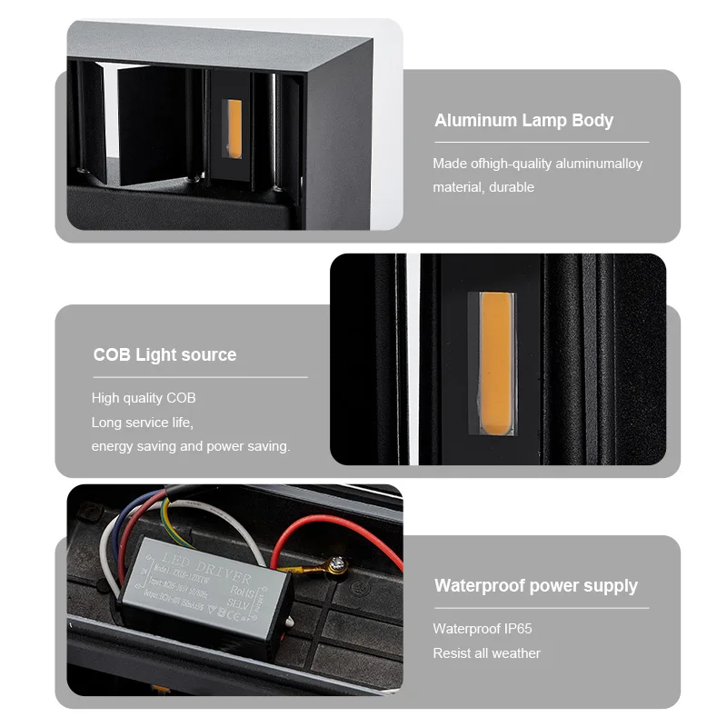 Aluminum LED Wall Lamp Outdoor Waterproof IP65 Interior Wall Light 12W24W Porch Garden Lights Living Room Street Stairs Lighting thumbnail 6