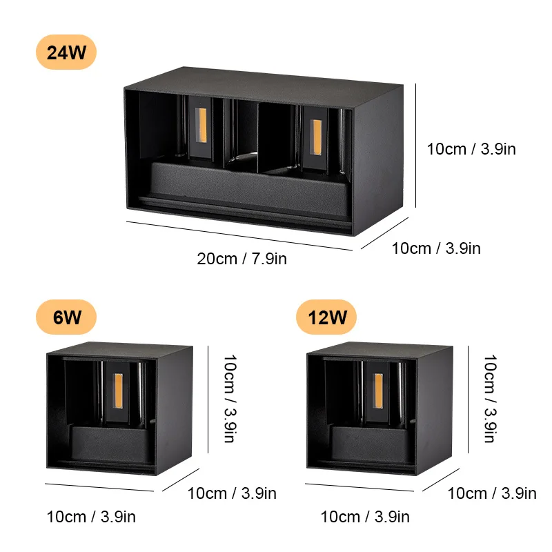 Aluminum LED Wall Lamp Outdoor Waterproof IP65 Interior Wall Light 12W24W Porch Garden Lights Living Room Street Stairs Lighting thumbnail 4