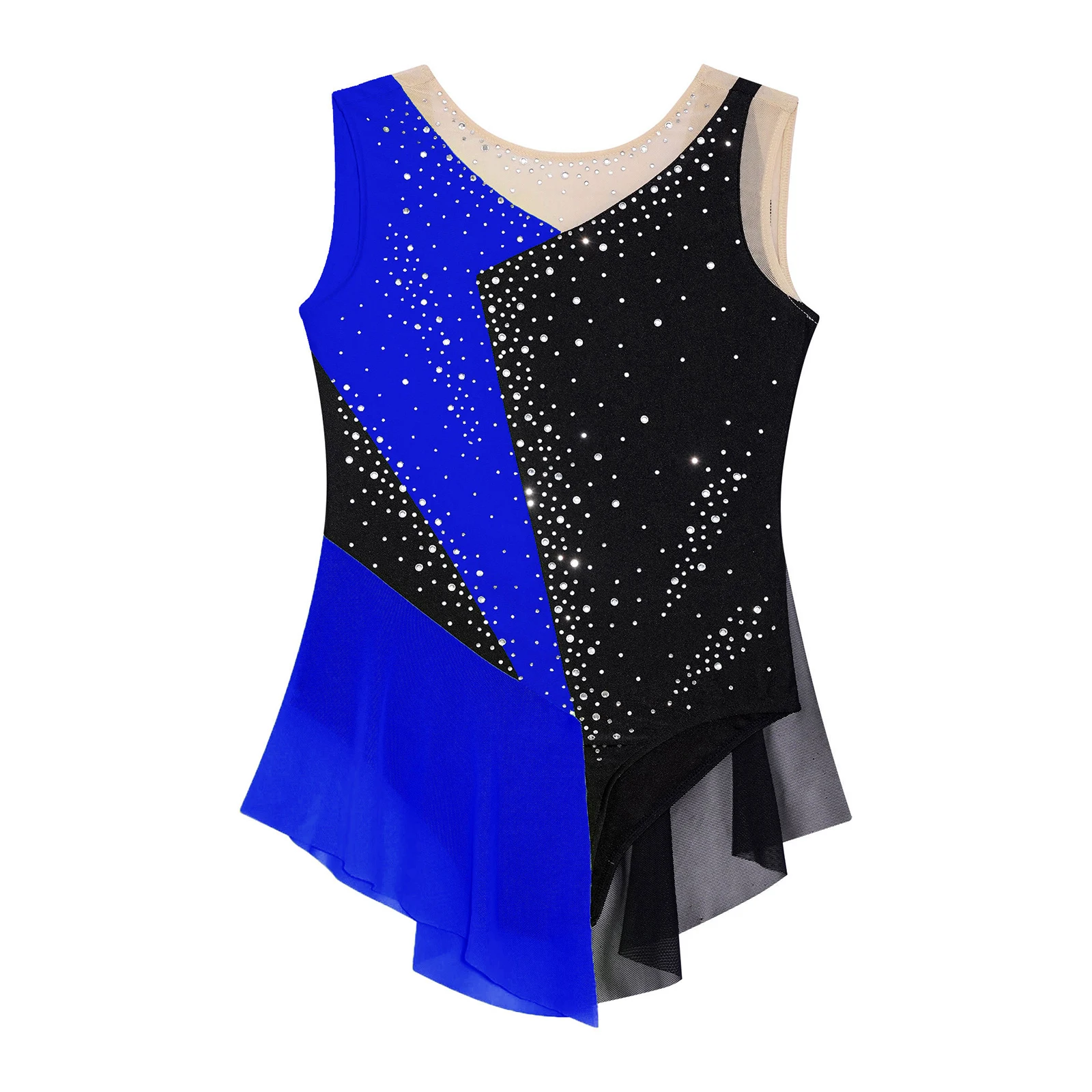 Kids Girls Sparkly Rhinestone Ballet Jersey Leotard Dress Tights Bodysuit Gymnastics Artistic Figure Skating Dance Costume thumbnail 3