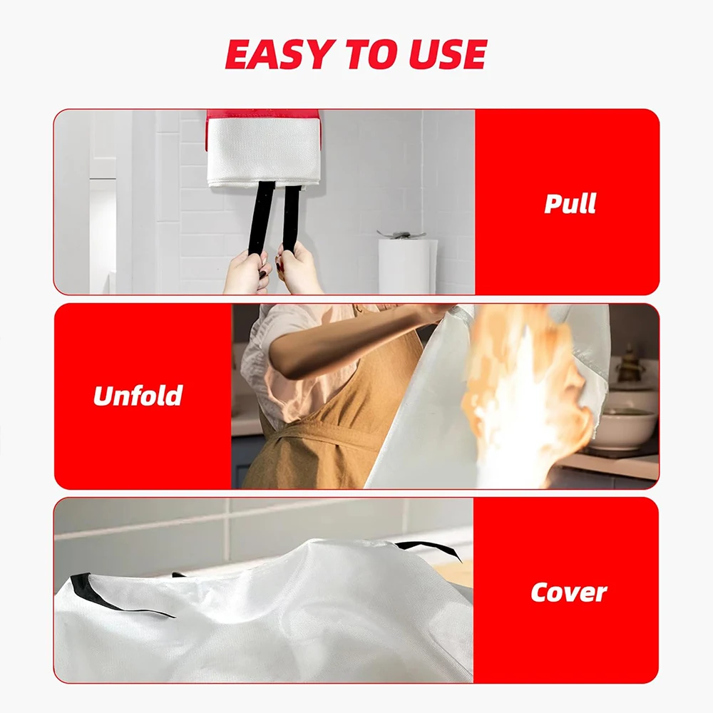 Pack Of 2 Fire Blanket Fiberglass Fire Emergency Rescue Shelter Flame Retardant Escape Survival Safety Cover thumbnail 2