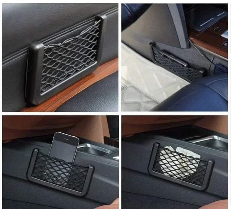 Car Storage Bag Net Pocket Accessories for Girls Car Hanging Ornament Decoration Can Place The Phone Change Card thumbnail 2