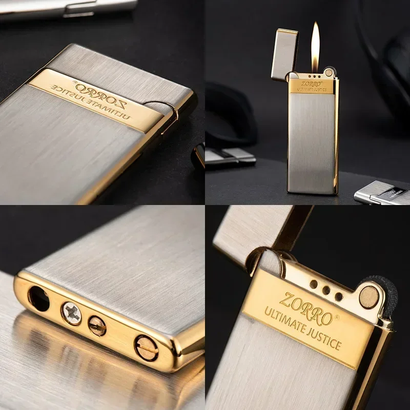 Zorro 636 Metal Ultra Thin Butane Gas Inflatable Grinding Wheel Lighter Holiday Gift Smoking Accessories Men's Small Tools Gift thumbnail 2