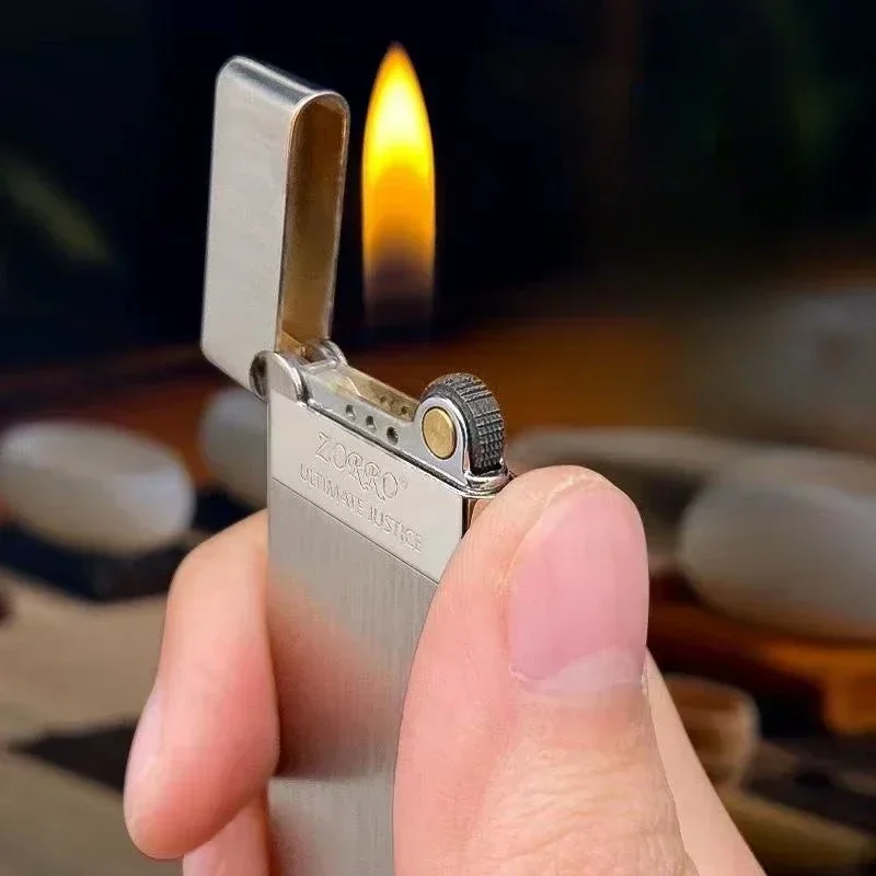 Zorro 636 Metal Ultra Thin Butane Gas Inflatable Grinding Wheel Lighter Holiday Gift Smoking Accessories Men's Small Tools Gift thumbnail 6