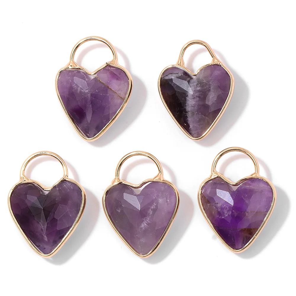 2PCS Natural Amethyst Pendant Charms Purple Crystal Star Sun Water Drop Shape For DIY Making Jewelry Necklace Bracelet thumbnail 4