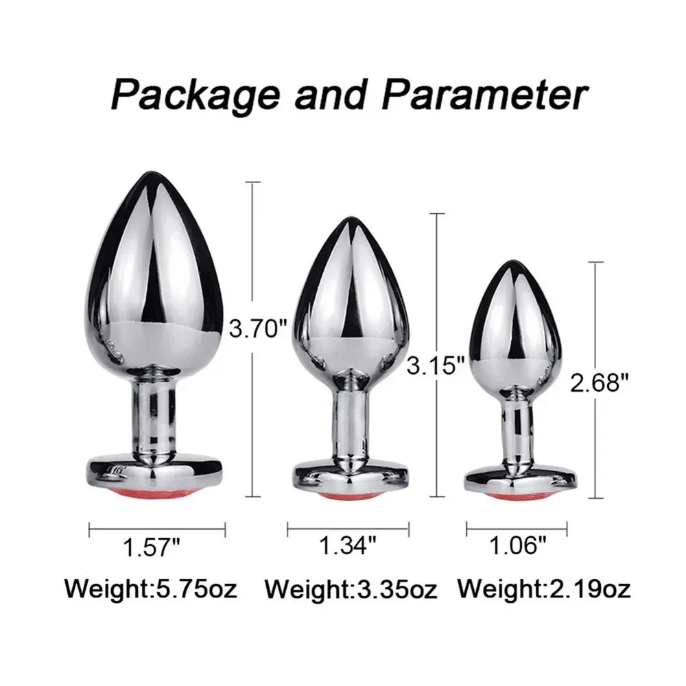 Metal Anal Plug for Women Men Couples Butt Plug Butt Toy Adult Game Masturbator Anal S/M/L Diamond Sex Toy for Adult Products thumbnail 4