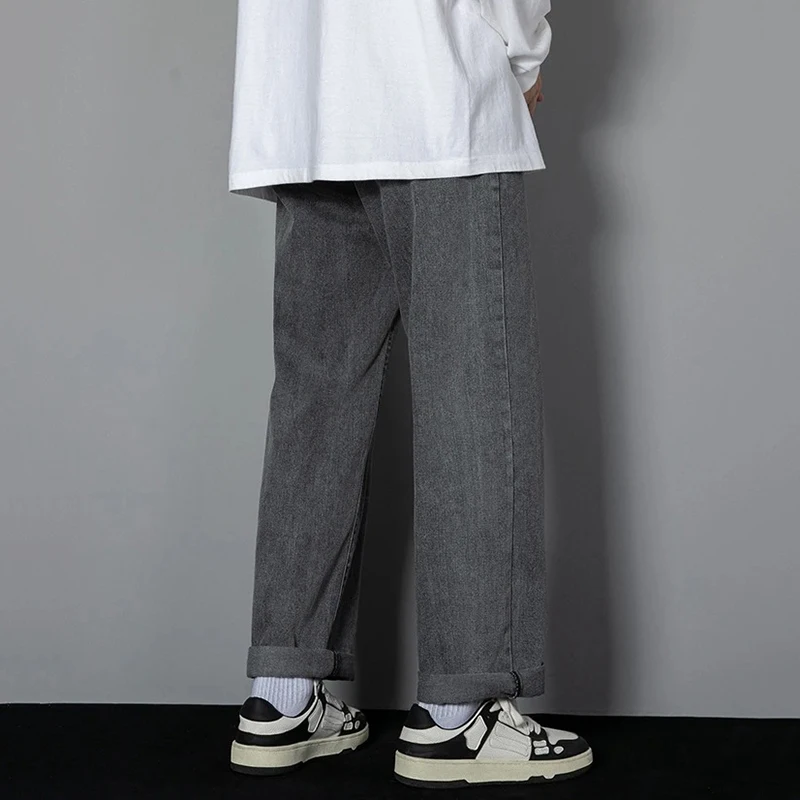 Men Simple Straight Leg Casual Jeans Male Baggy Korean Streetwear Denim Pants Basic Youth Popular Daily Wide Leg Denim Trousers thumbnail 5