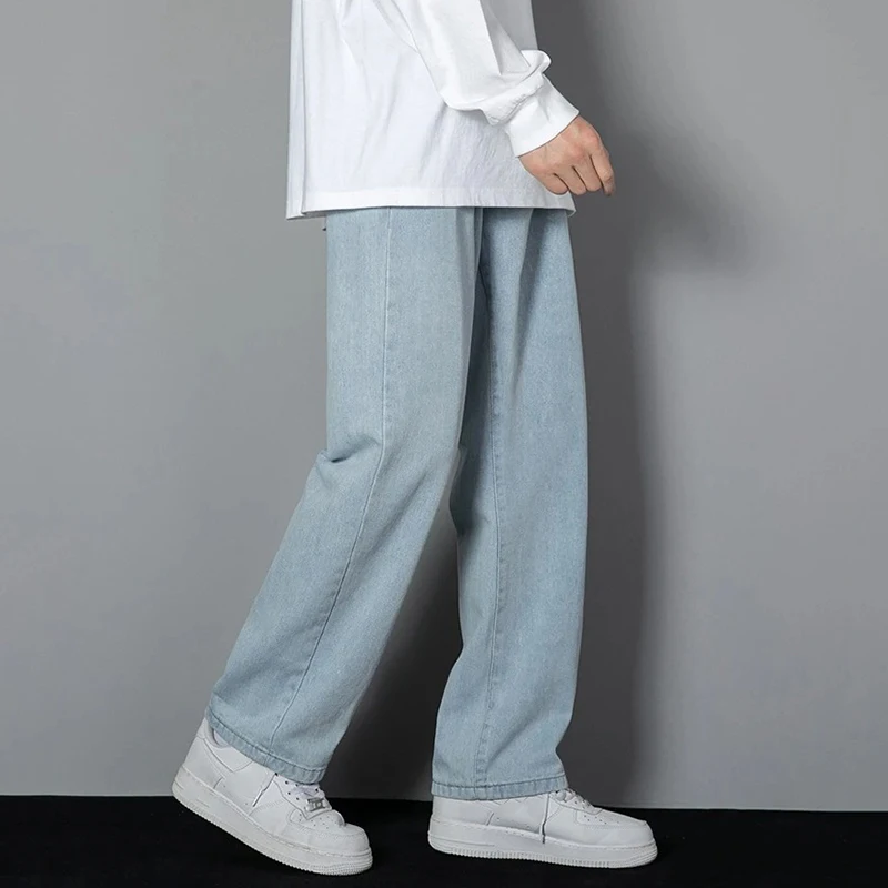 Men Simple Straight Leg Casual Jeans Male Baggy Korean Streetwear Denim Pants Basic Youth Popular Daily Wide Leg Denim Trousers thumbnail 3