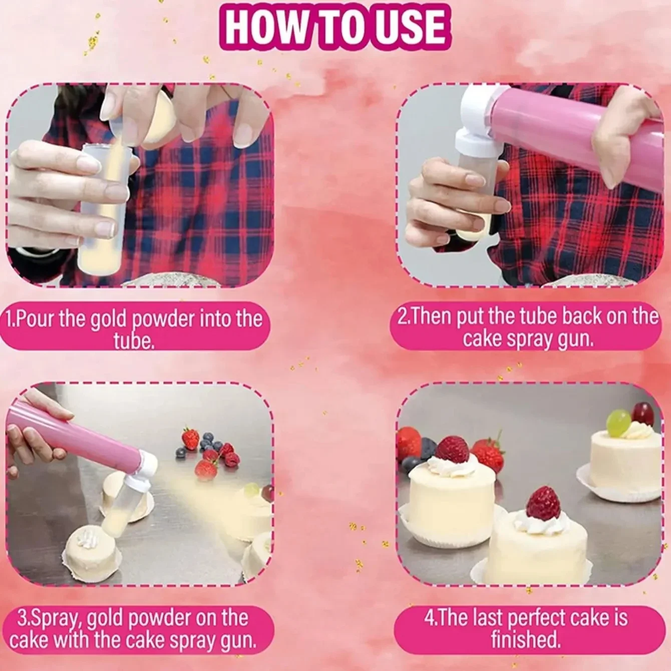 1Set(5pcs) Manual Cake Spray Guns Glitter Spray Decorating Dessert Cake Spray Pump Pastry Airbrush Baking Tool Eco-friendly thumbnail 2