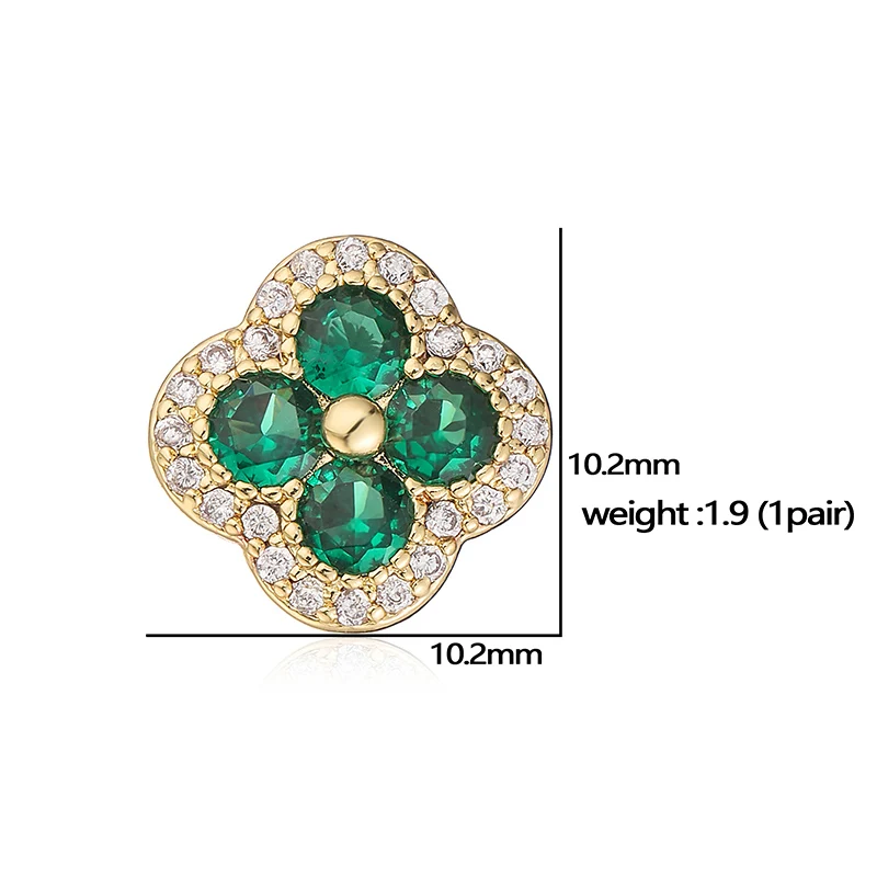 HECHENG,18K Golden-plated Inlaid CZ Stone Flower Shape Sweet Romantic Metal Ladies Jewellery Earrings Gift 1 Pair thumbnail 2