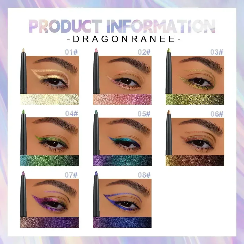 Multi Chrome Eye Liner Pen Lasting Shiny Metallic Eyeshadow Lying Silkworm Green Purple Makeup Pigment Glitter Aurora Eyeliner thumbnail 6