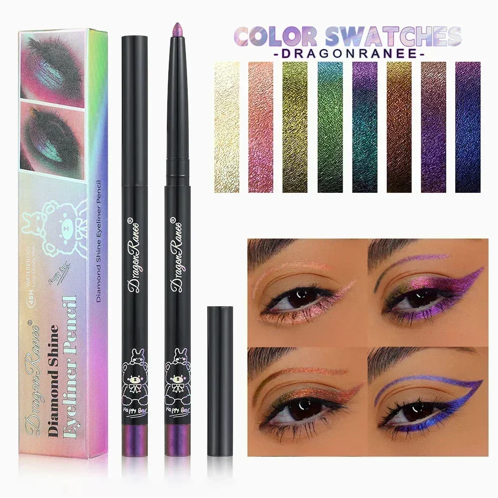 Multi Chrome Eye Liner Pen Lasting Shiny Metallic Eyeshadow Lying Silkworm Green Purple Makeup Pigment Glitter Aurora Eyeliner thumbnail 3