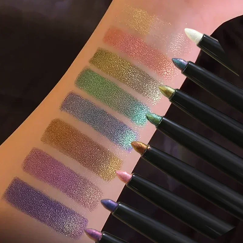 Multi Chrome Eye Liner Pen Lasting Shiny Metallic Eyeshadow Lying Silkworm Green Purple Makeup Pigment Glitter Aurora Eyeliner thumbnail 2