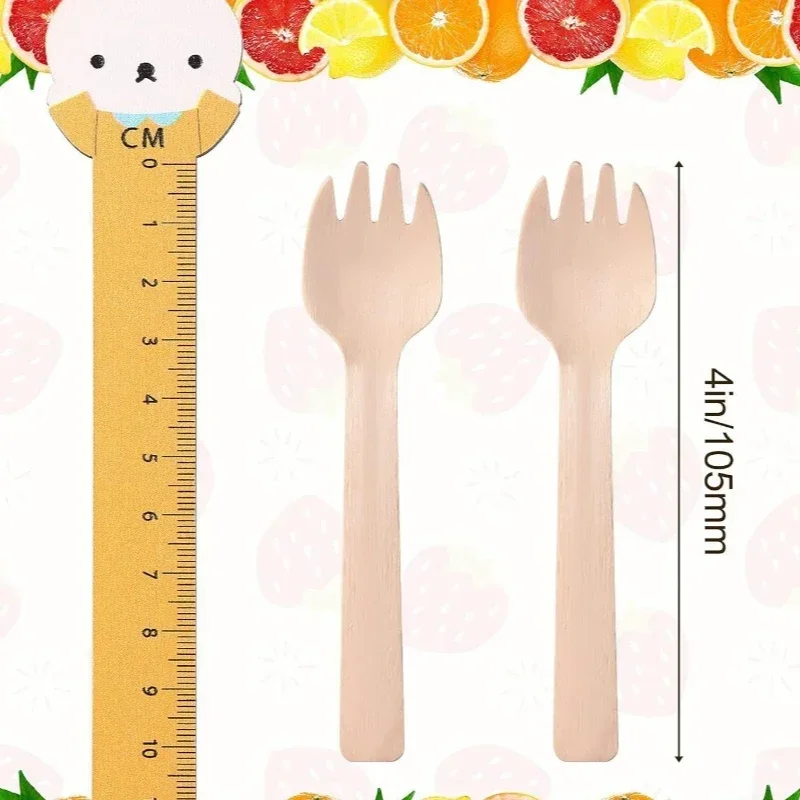 100Pcs Disposable Mini Wooden Spoon Fruit Dessert Forks Spoons Ice Cream Spoon Western Wedding Party Tableware Kitchen Accessory thumbnail 4
