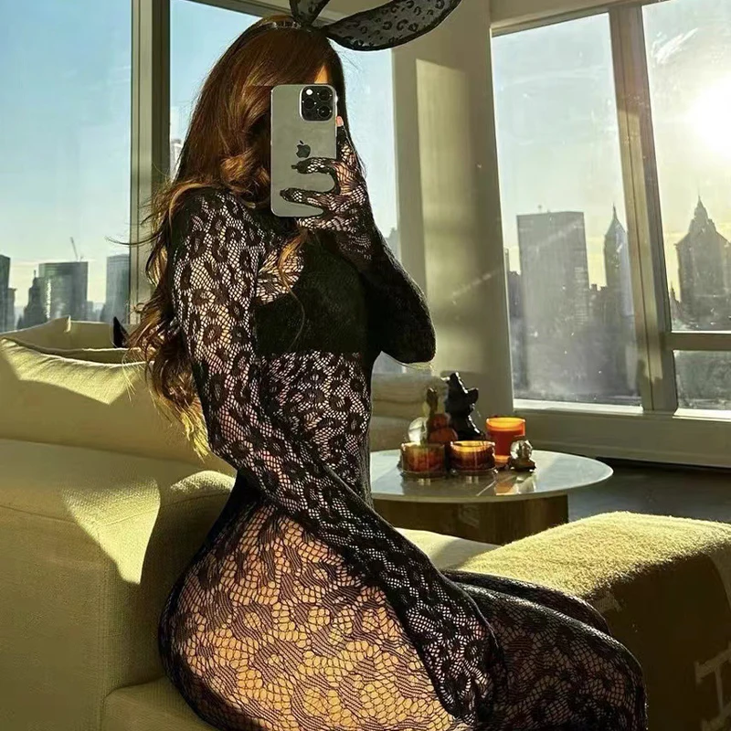 Hot Sexy Leopard Bodystockings Lingerie Women Lace Underwear Fishnet Bodysuit Erotic Cosplay Costume Roleplay Catwoman Tight thumbnail 2