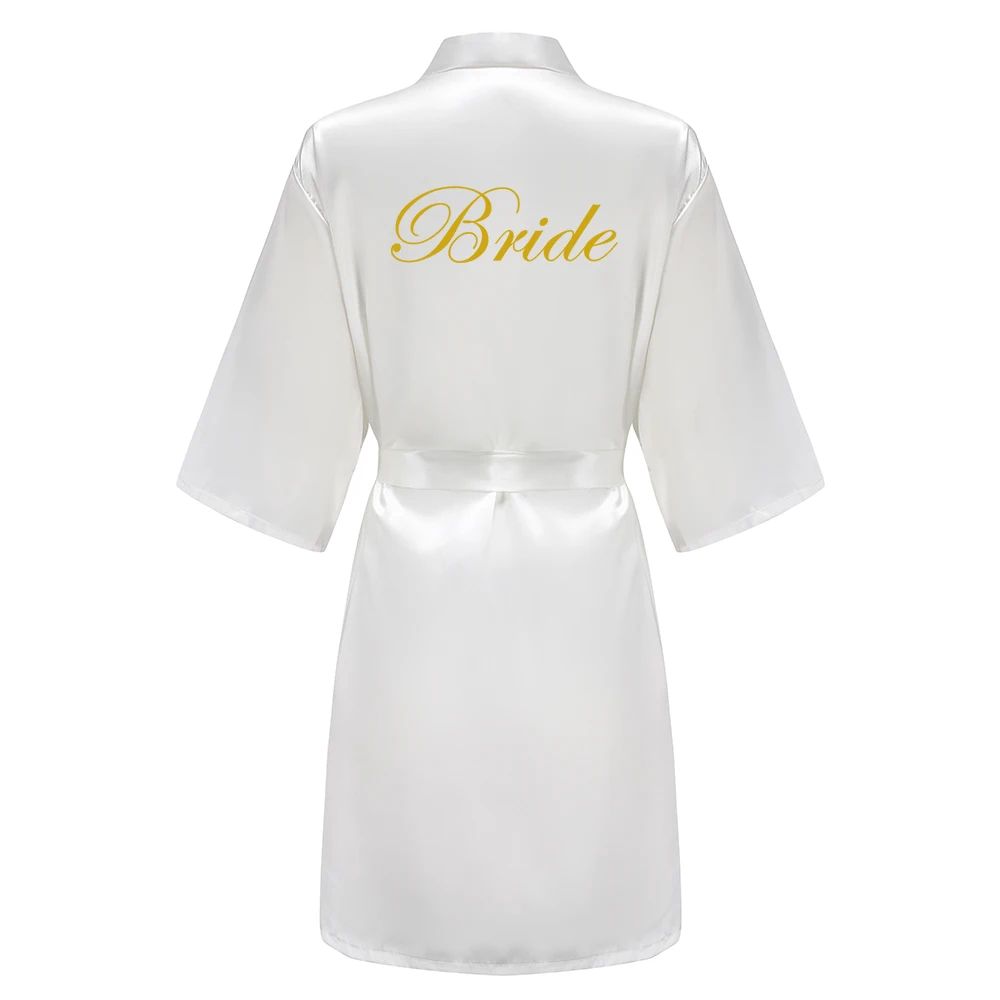 Light Blue Bride Bridesmaid Wedding Robe Kimono Bathrobe Gown Nightgown Casual Satin Short Women Sexy Nightwear Sleepwear thumbnail 2