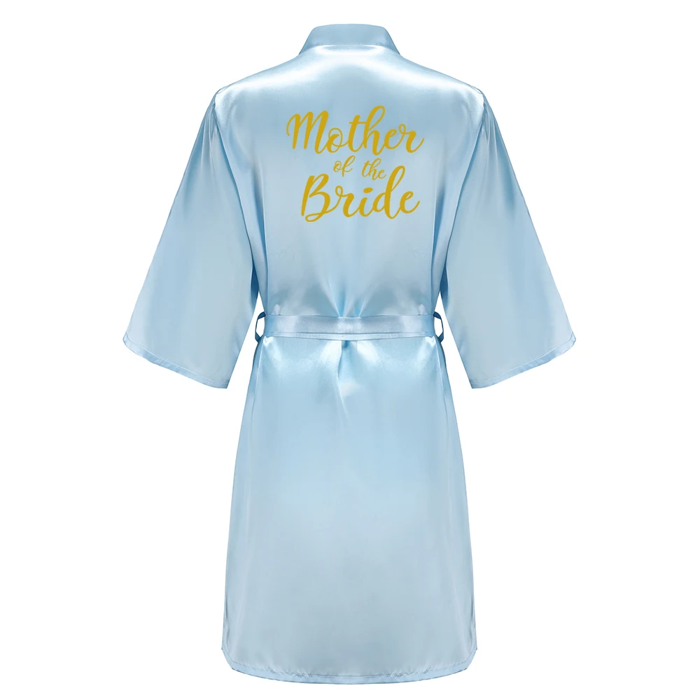 Light Blue Bride Bridesmaid Wedding Robe Kimono Bathrobe Gown Nightgown Casual Satin Short Women Sexy Nightwear Sleepwear thumbnail 5