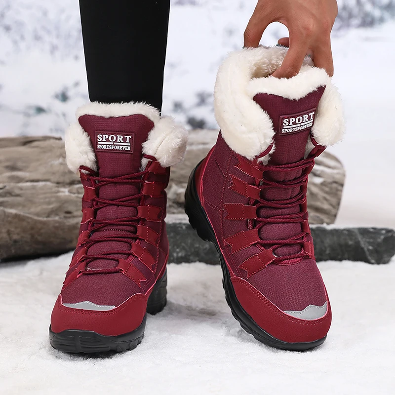 Women Shoes Winter Versatile High-quality Platform New Work Lace Up Snow Boots Outdoor Anti Slip Casual Warm Plush Cotton Shoes thumbnail 5