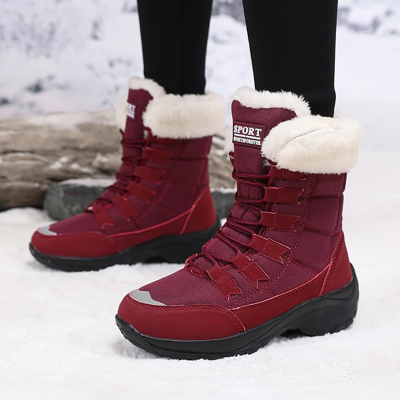 Women Shoes Winter Versatile High-quality Platform New Work Lace Up Snow Boots Outdoor Anti Slip Casual Warm Plush Cotton Shoes thumbnail 6