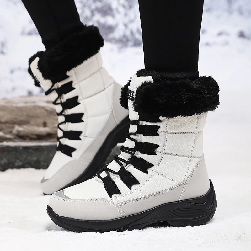 Women Shoes Winter Versatile High-quality Platform New Work Lace Up Snow Boots Outdoor Anti Slip Casual Warm Plush Cotton Shoes thumbnail 3