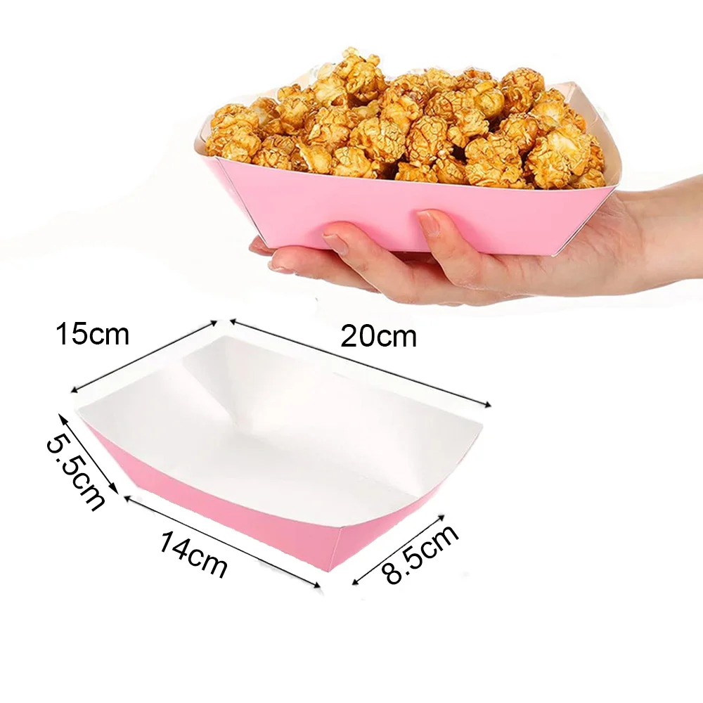 Party Disposable Paper Food Trays Pink Red Blue Black Plate Boats Box BBQ Dessert Multiple-topic Wedding Birthday Party Supplies thumbnail 6
