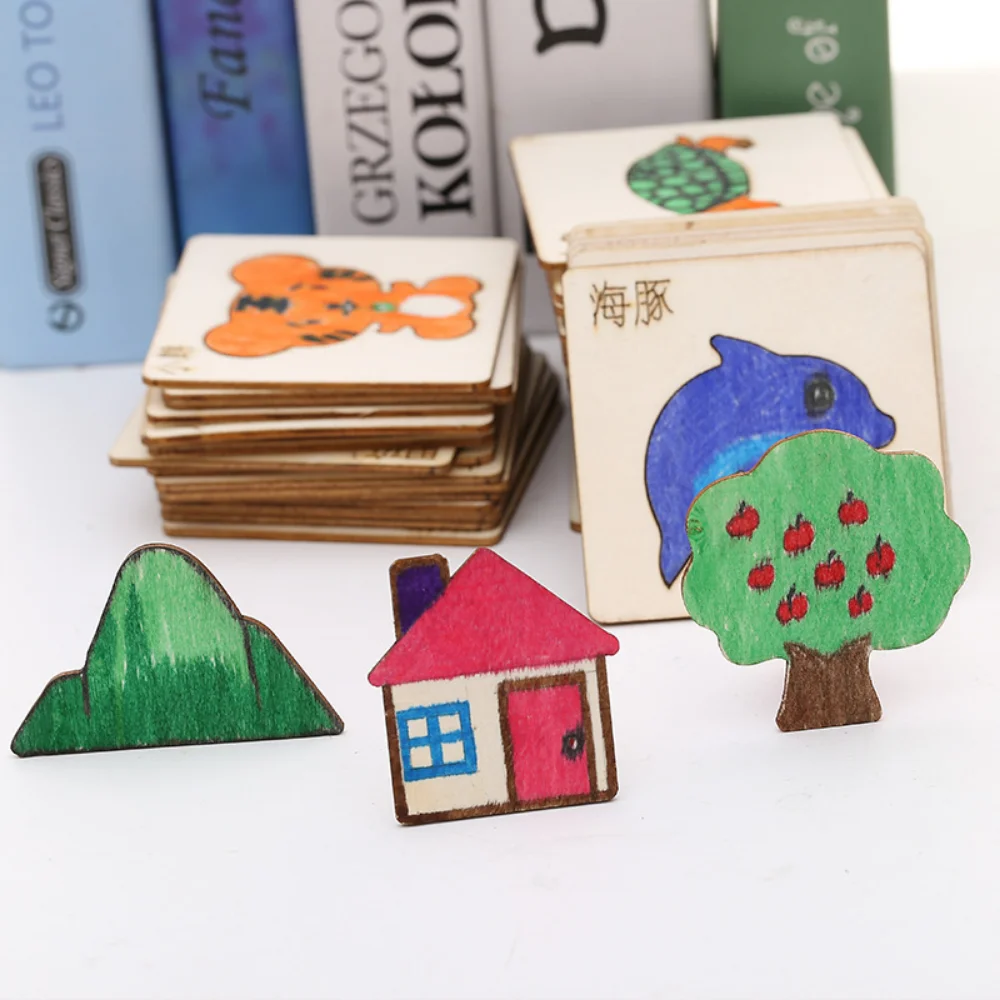 20-Pack Montessori Kids Painting Toys Toddler Doodle Educational Toys Wooden DIY Painting Stencils Jigsaw Puzzle Educational Toy thumbnail 3