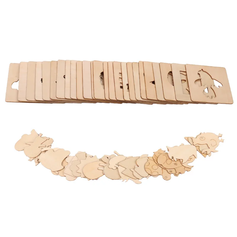 20-Pack Montessori Kids Painting Toys Toddler Doodle Educational Toys Wooden DIY Painting Stencils Jigsaw Puzzle Educational Toy thumbnail 2